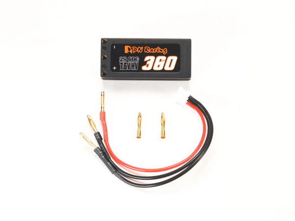 PN Racing V5 LiPo 2S 7.6V HV 360mah 60C Hardcase Battery (Charging Cable Included)